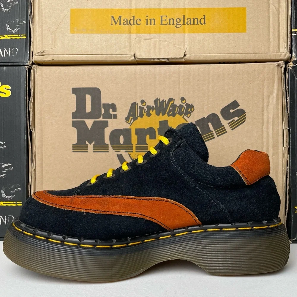 Vintage Dr. Martens MIE Blue Orange Stripe Chunky Oxfords Shoes UK 6 - Picture 7 of 16